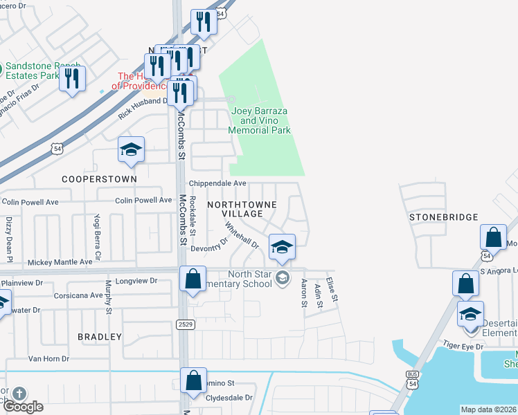 map of restaurants, bars, coffee shops, grocery stores, and more near 11017 Thatcher Pond Lane in El Paso