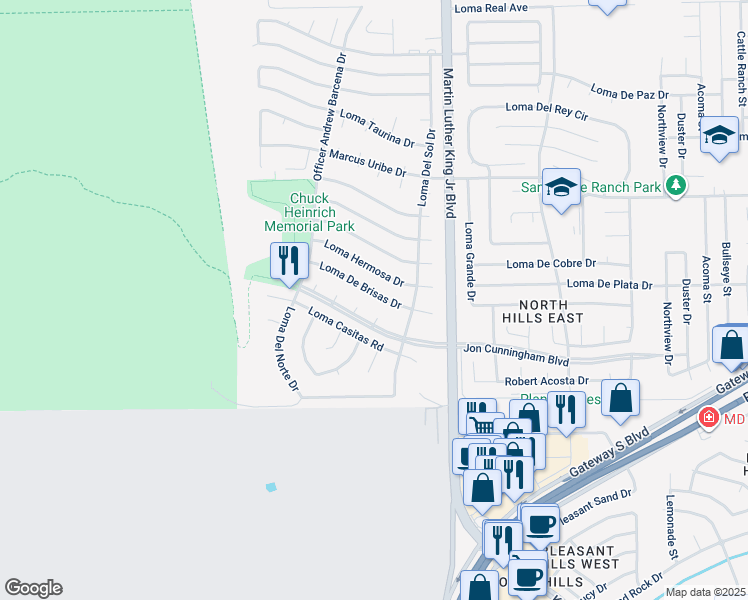 map of restaurants, bars, coffee shops, grocery stores, and more near 4352 Loma De Brisas Drive in El Paso