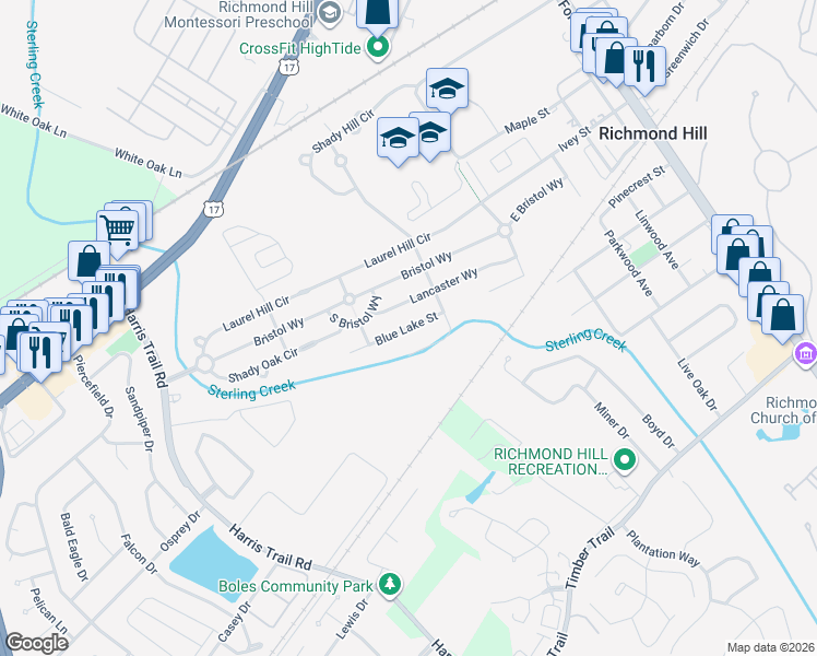 map of restaurants, bars, coffee shops, grocery stores, and more near 232 Blue Lake St in Richmond Hill