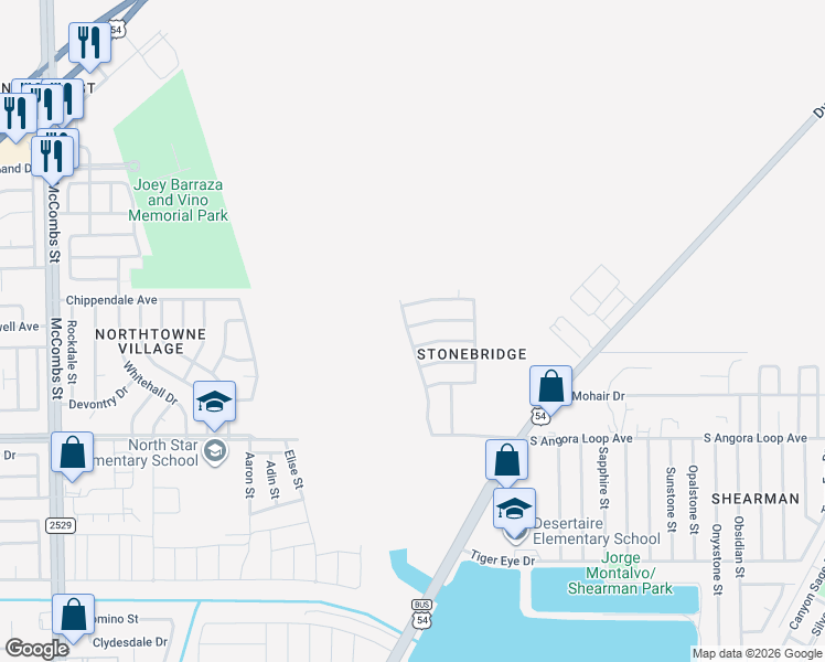map of restaurants, bars, coffee shops, grocery stores, and more near 6200 Rhine Bridge Drive in El Paso