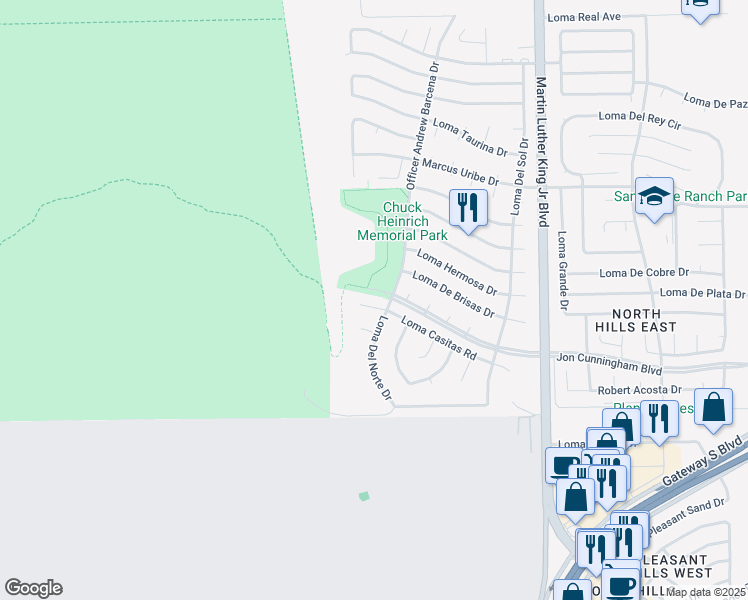 map of restaurants, bars, coffee shops, grocery stores, and more near 4281 Loma Casitas Rd in El Paso