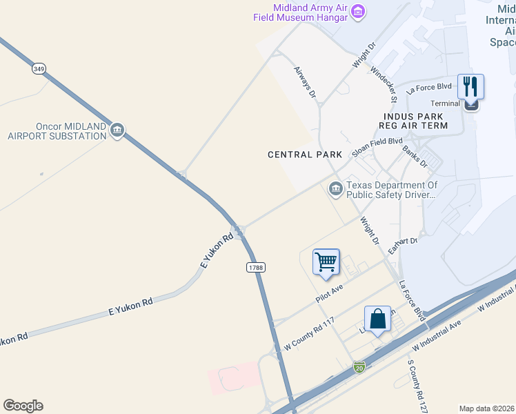 map of restaurants, bars, coffee shops, grocery stores, and more near 10200 Texas 40 Loop in Midland