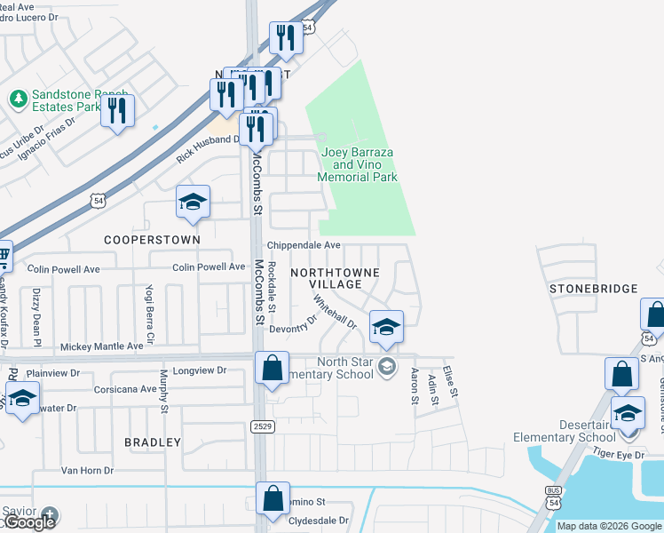map of restaurants, bars, coffee shops, grocery stores, and more near 11066 Golden Pond Drive in El Paso