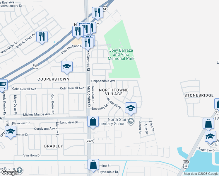 map of restaurants, bars, coffee shops, grocery stores, and more near 11066 Golden Pond Drive in El Paso