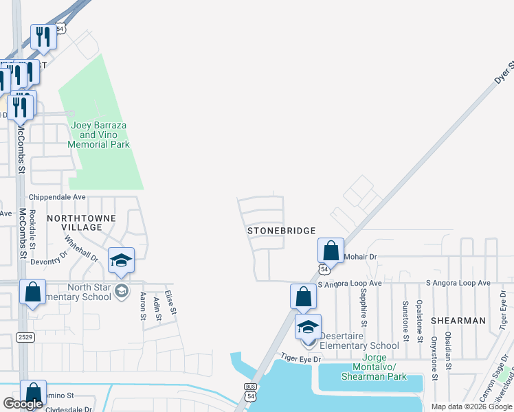 map of restaurants, bars, coffee shops, grocery stores, and more near 6200 Rhine Bridge Drive in El Paso