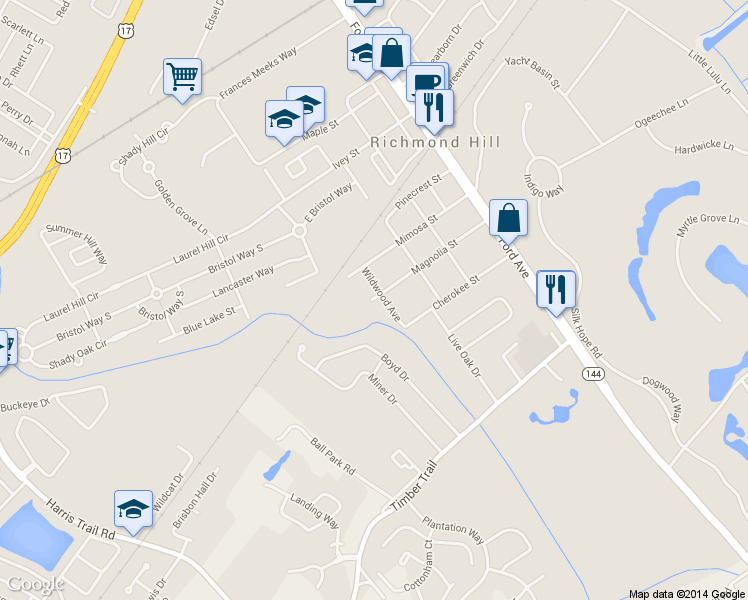 map of restaurants, bars, coffee shops, grocery stores, and more near 363 Magnolia Street in Richmond Hill