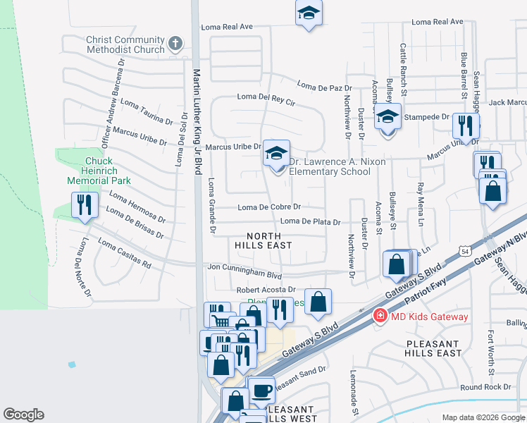 map of restaurants, bars, coffee shops, grocery stores, and more near in El Paso