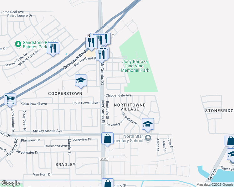 map of restaurants, bars, coffee shops, grocery stores, and more near 5825 Chippendale Ave in El Paso