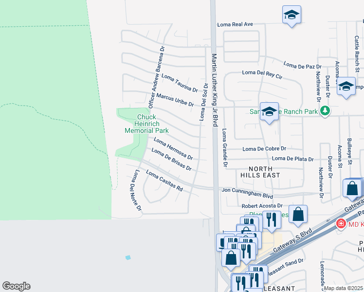 map of restaurants, bars, coffee shops, grocery stores, and more near 4352 Loma De Oro Drive in El Paso