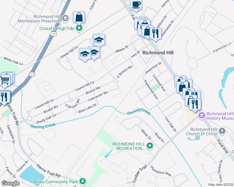 map of restaurants, bars, coffee shops, grocery stores, and more near 132 Alexander Way in Richmond Hill