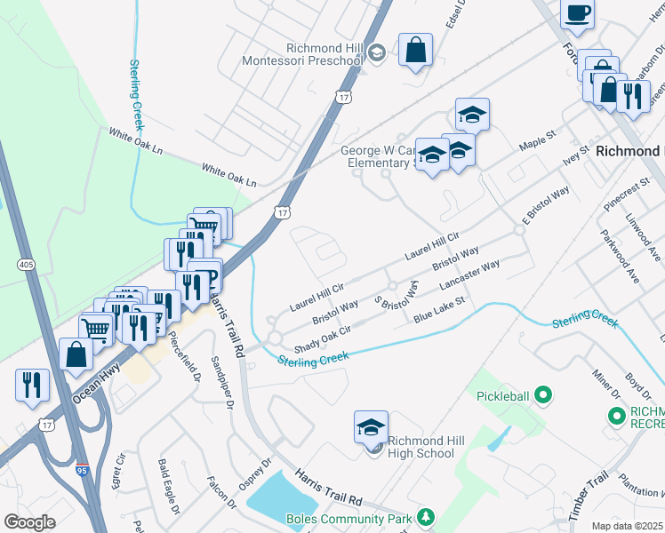 map of restaurants, bars, coffee shops, grocery stores, and more near 75 Summer Hill Way in Richmond Hill