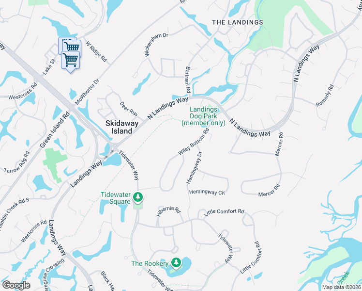 map of restaurants, bars, coffee shops, grocery stores, and more near 212 Wiley Bottom Road in Savannah