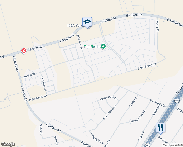 map of restaurants, bars, coffee shops, grocery stores, and more near 6915 Kate Reed Drive in Odessa