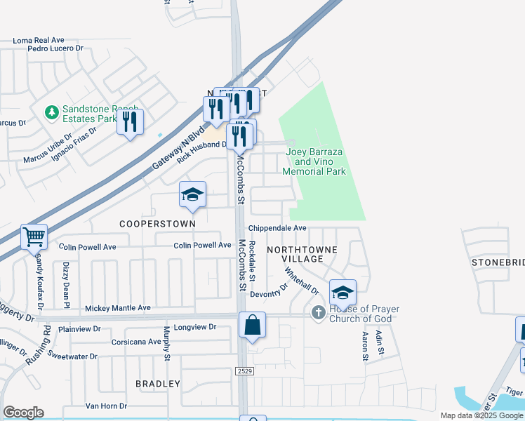 map of restaurants, bars, coffee shops, grocery stores, and more near 5825 Chippendale Avenue in El Paso
