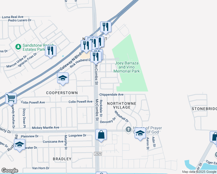map of restaurants, bars, coffee shops, grocery stores, and more near 5825 Chippendale Avenue in El Paso