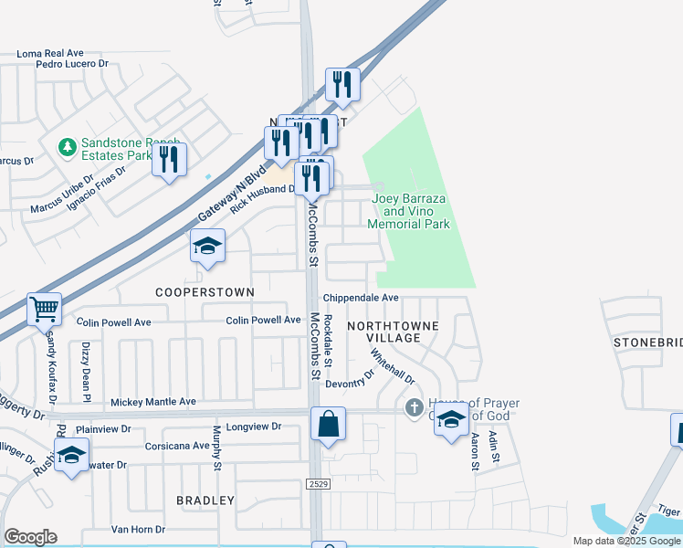 map of restaurants, bars, coffee shops, grocery stores, and more near 5825 Chippendale Avenue in El Paso