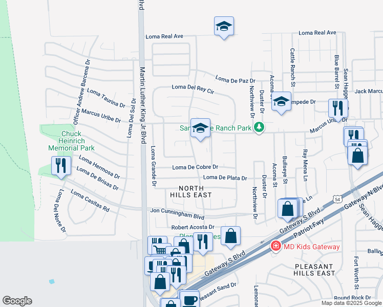 map of restaurants, bars, coffee shops, grocery stores, and more near in El Paso