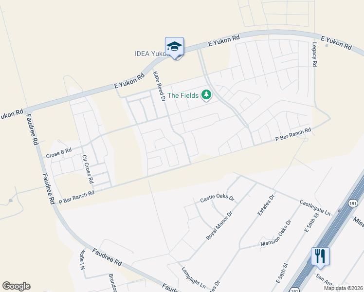 map of restaurants, bars, coffee shops, grocery stores, and more near 6911 Kate Reed Drive in Odessa