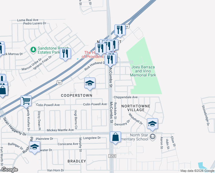 map of restaurants, bars, coffee shops, grocery stores, and more near 11205 William McCool Street in El Paso