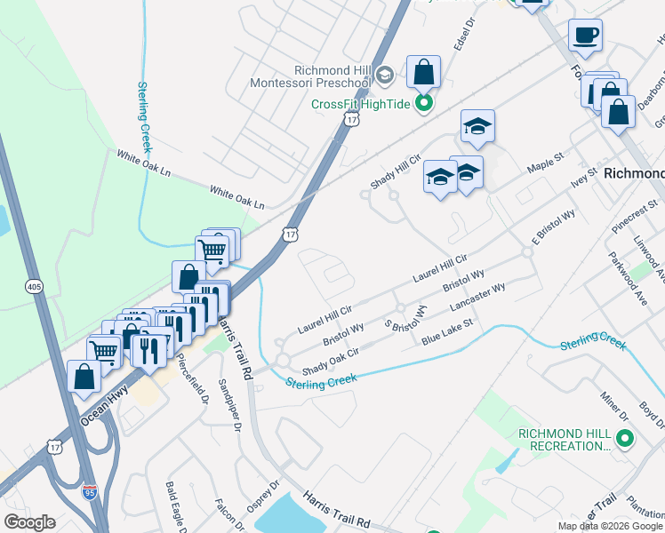 map of restaurants, bars, coffee shops, grocery stores, and more near Summer Hill Court in Richmond Hill