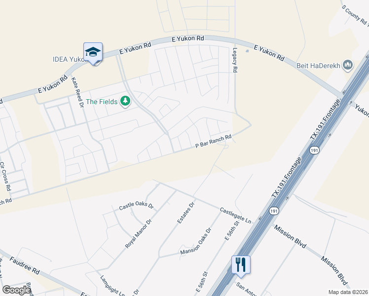 map of restaurants, bars, coffee shops, grocery stores, and more near 7412 Horton Ranch Road in Odessa