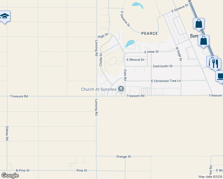 map of restaurants, bars, coffee shops, grocery stores, and more near 904 East Christmas Tree Lane in Cochise County