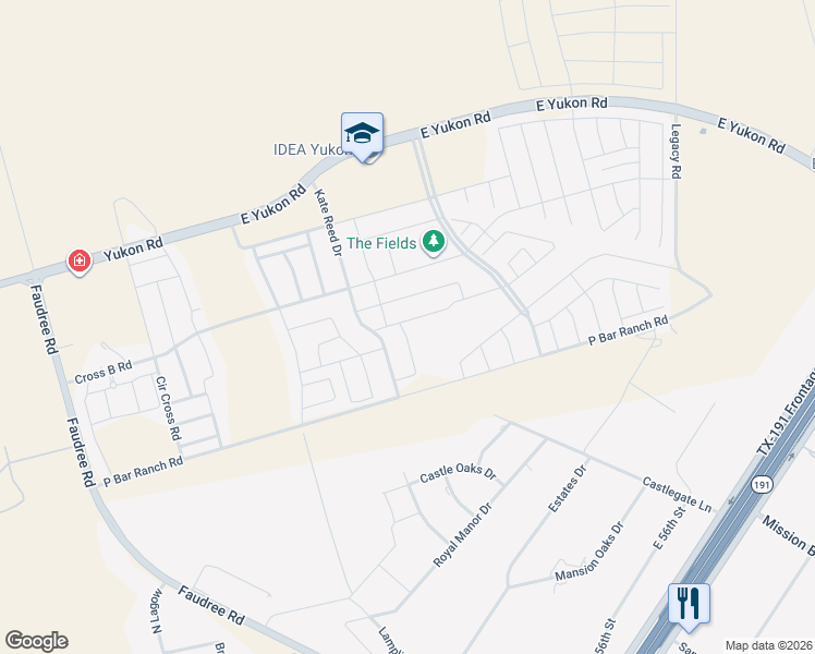 map of restaurants, bars, coffee shops, grocery stores, and more near 6915 Kate Reed Drive in Odessa