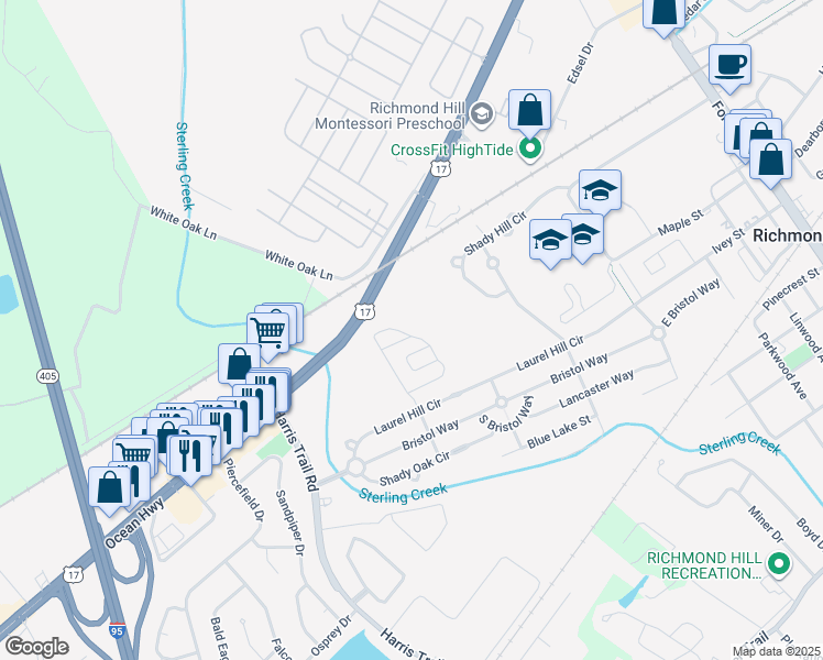 map of restaurants, bars, coffee shops, grocery stores, and more near 55 Chey Hill Lane in Richmond Hill