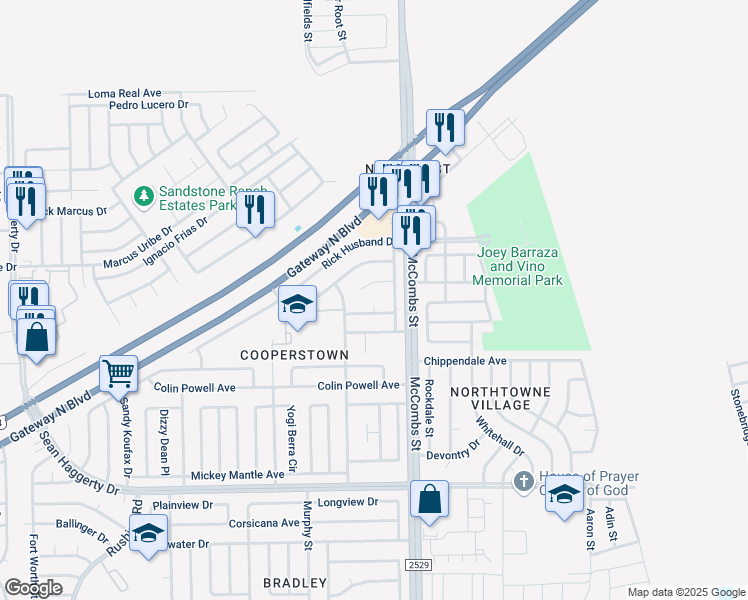 map of restaurants, bars, coffee shops, grocery stores, and more near 11205 William McCool Street in El Paso