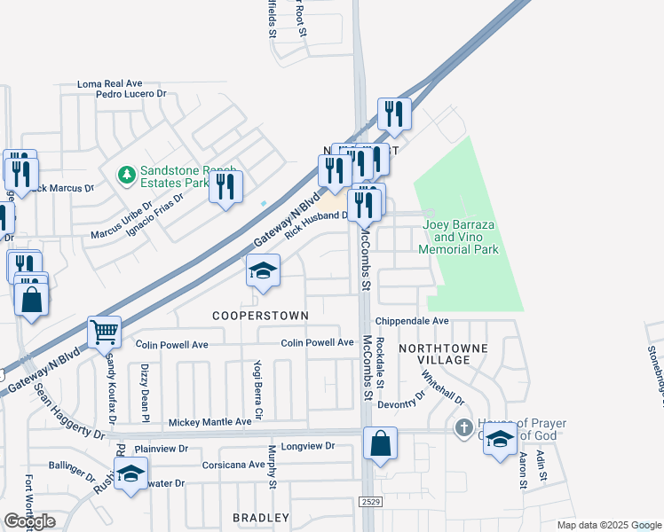 map of restaurants, bars, coffee shops, grocery stores, and more near 11205 William McCool Street in El Paso