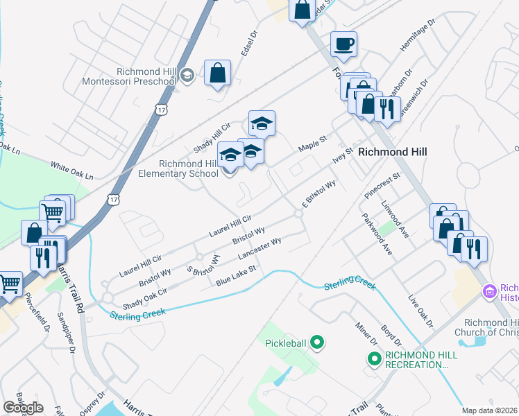 map of restaurants, bars, coffee shops, grocery stores, and more near 819 Laurel Hill Circle in Richmond Hill