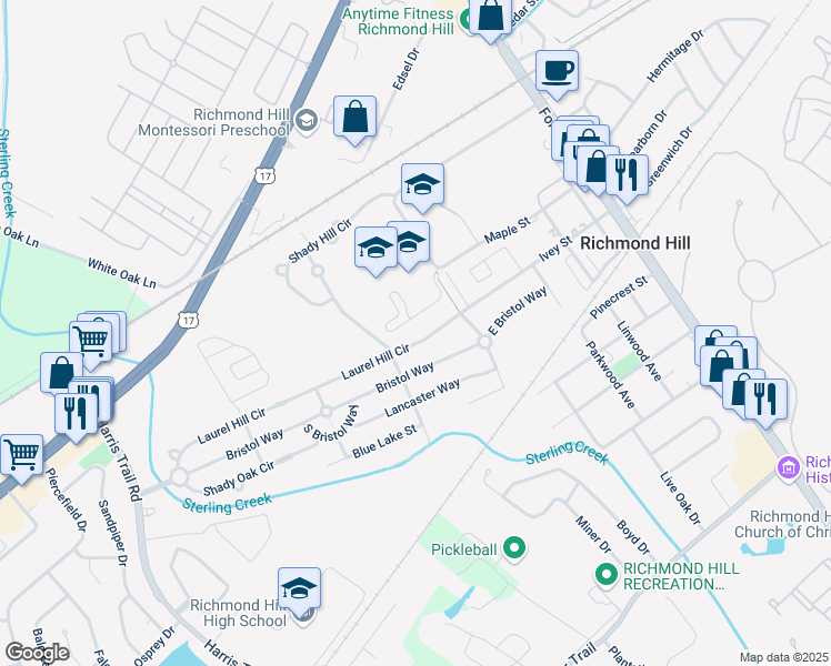 map of restaurants, bars, coffee shops, grocery stores, and more near 819 Laurel Hill Circle in Richmond Hill