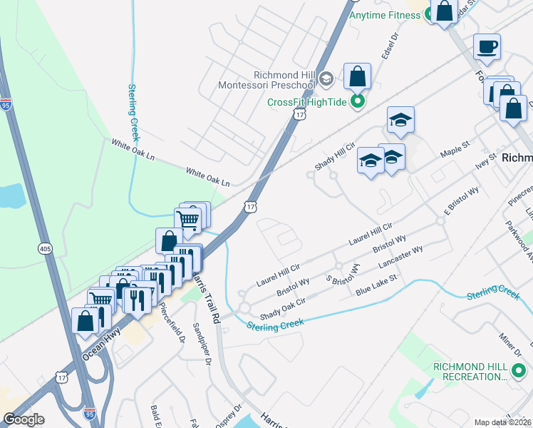 map of restaurants, bars, coffee shops, grocery stores, and more near 55 Chey Hill Lane in Richmond Hill