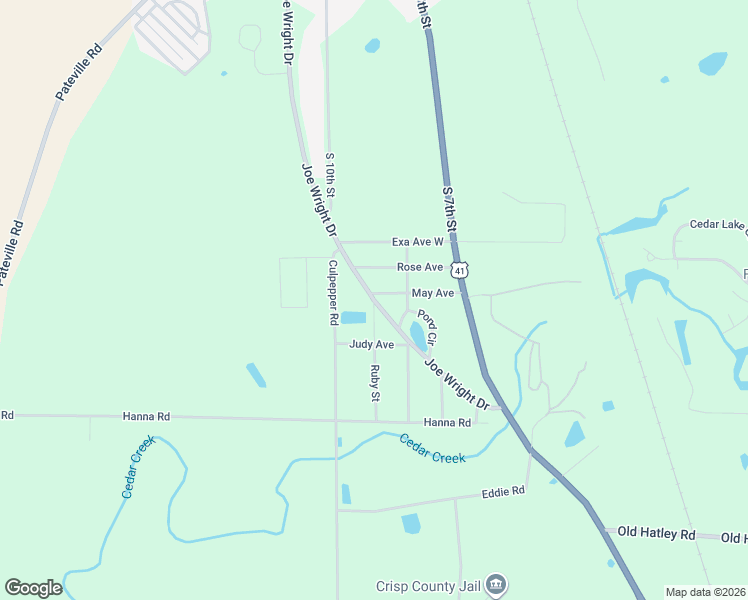 map of restaurants, bars, coffee shops, grocery stores, and more near 101 Ruby Street in Cordele