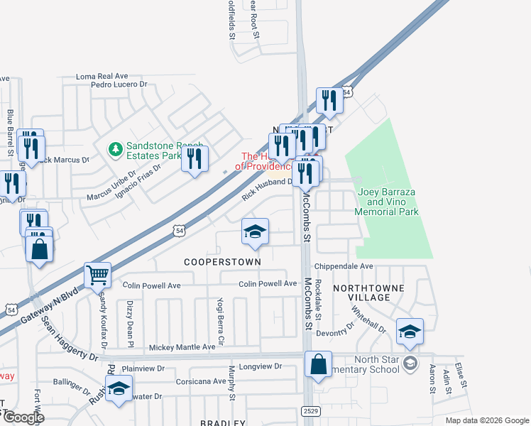 map of restaurants, bars, coffee shops, grocery stores, and more near 5709 Kalpana Chawla Court in El Paso