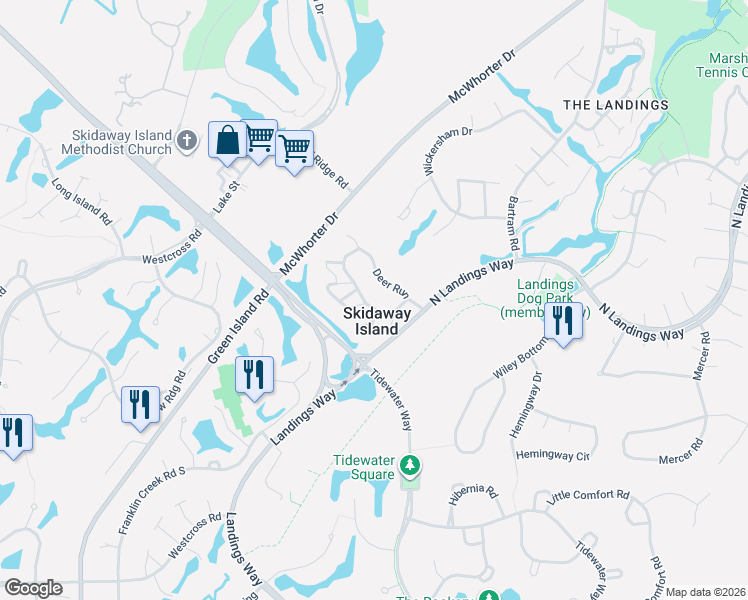 map of restaurants, bars, coffee shops, grocery stores, and more near in Skidaway Island