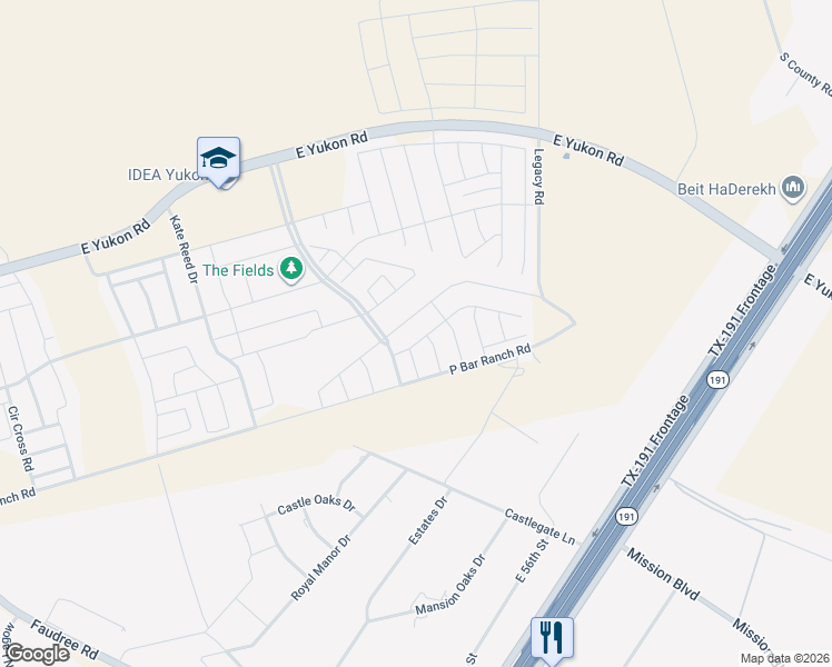 map of restaurants, bars, coffee shops, grocery stores, and more near 7414 Horton Ranch Road in Odessa