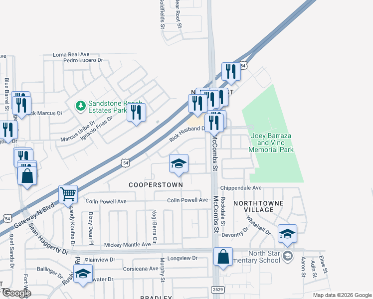 map of restaurants, bars, coffee shops, grocery stores, and more near 5705 Laurel Clark Lane in El Paso