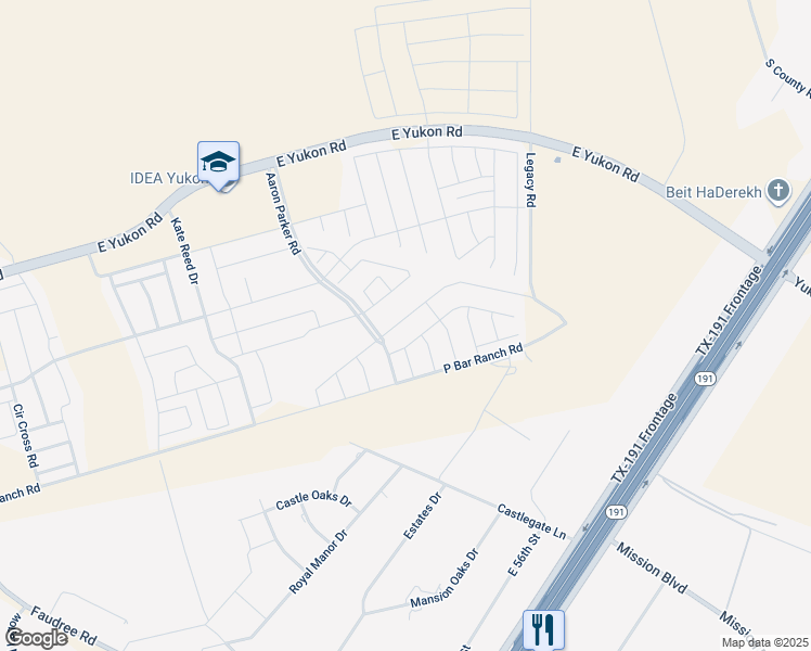 map of restaurants, bars, coffee shops, grocery stores, and more near 7412 Horton Ranch Road in Odessa