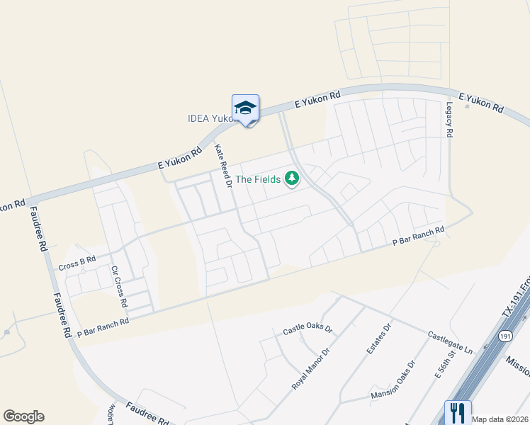 map of restaurants, bars, coffee shops, grocery stores, and more near 7305 Cross B Road in Odessa