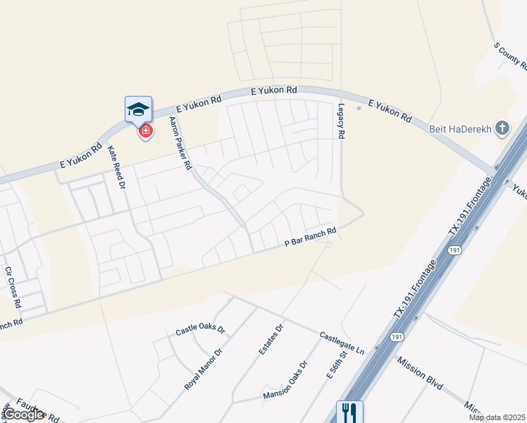 map of restaurants, bars, coffee shops, grocery stores, and more near 7414 Horton Ranch Road in Odessa