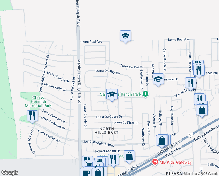 map of restaurants, bars, coffee shops, grocery stores, and more near 4898 Loma Del Rey Circle in El Paso