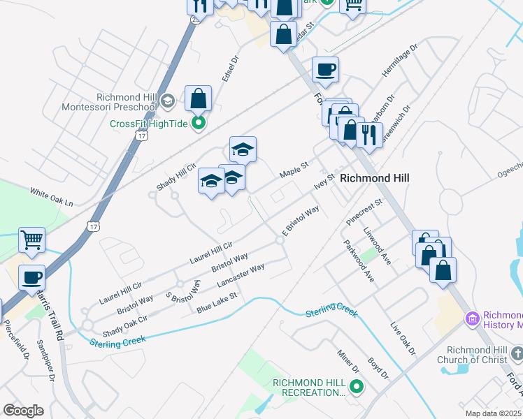 map of restaurants, bars, coffee shops, grocery stores, and more near 9 Crossings Drive in Richmond Hill