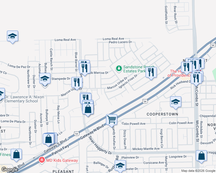 map of restaurants, bars, coffee shops, grocery stores, and more near 5345 Ignacio Frias Drive in El Paso