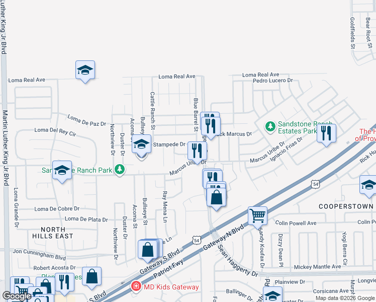 map of restaurants, bars, coffee shops, grocery stores, and more near 11217 Cactus Rose Place in El Paso