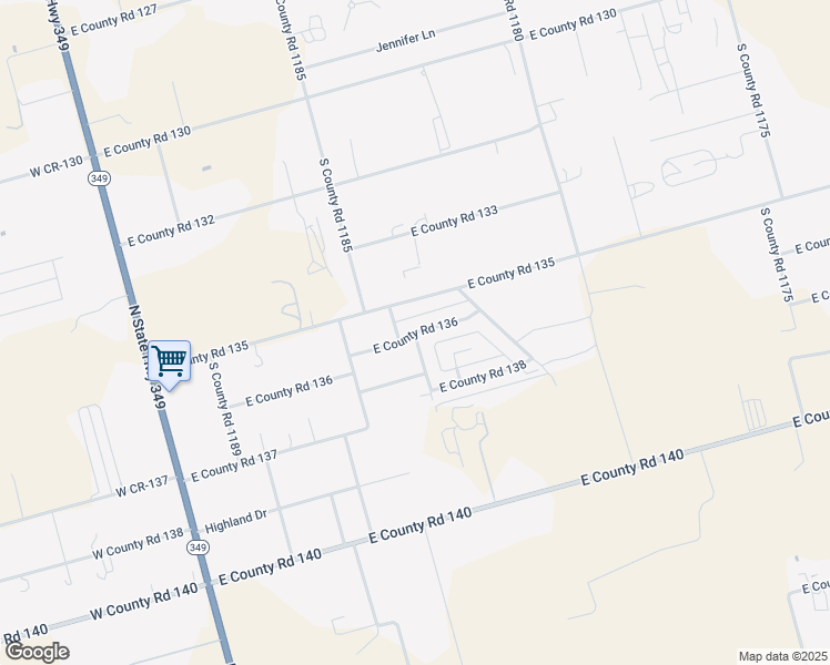 map of restaurants, bars, coffee shops, grocery stores, and more near 703 East County Road 136 in Midland