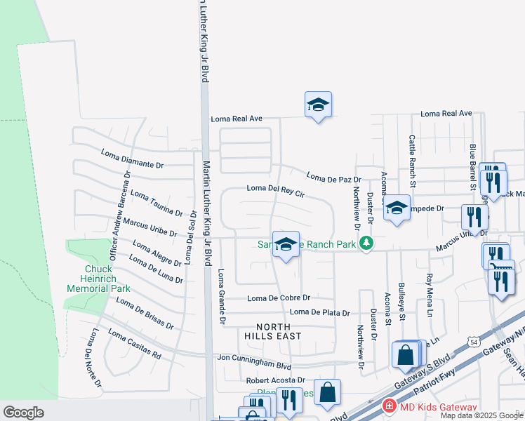 map of restaurants, bars, coffee shops, grocery stores, and more near 4632 Loma Bonita Drive in El Paso