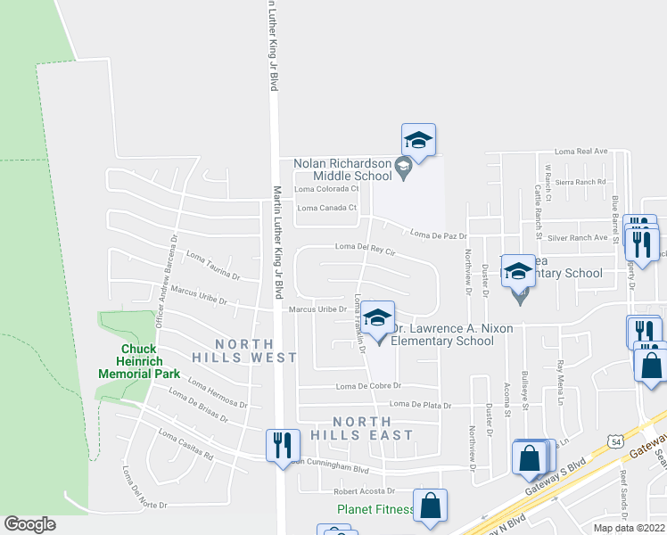 map of restaurants, bars, coffee shops, grocery stores, and more near 4632 Loma Bonita Drive in El Paso