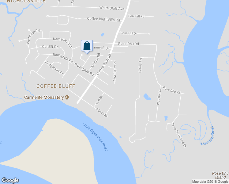 map of restaurants, bars, coffee shops, grocery stores, and more near 17 Coffee Woods Drive in Savannah