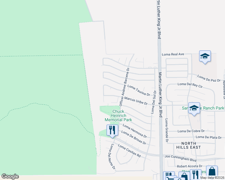 map of restaurants, bars, coffee shops, grocery stores, and more near 4222 Loma Rosada Drive in El Paso
